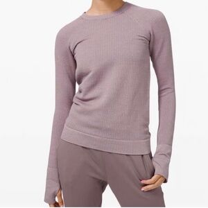 LULULEMON Rest Less Pullover Sweatshirt Ribbed Seamless Thumbholes Purple Sz 4